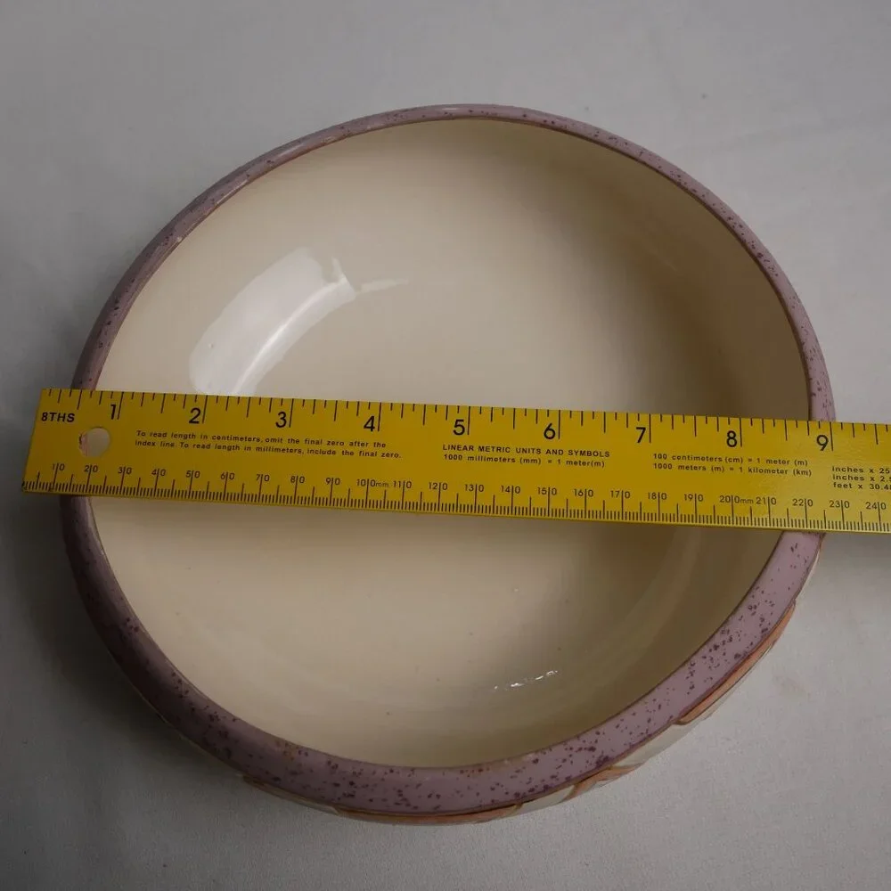 Koshari Studios Handmade Ceramic Bowl With Unique Geometric Pattern & Pink Accen - Picture 8 of 9